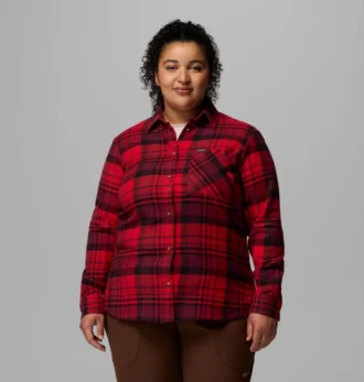 Damen Calico Basin™ Flanellhemd mit langen Ärmeln – Übergröße