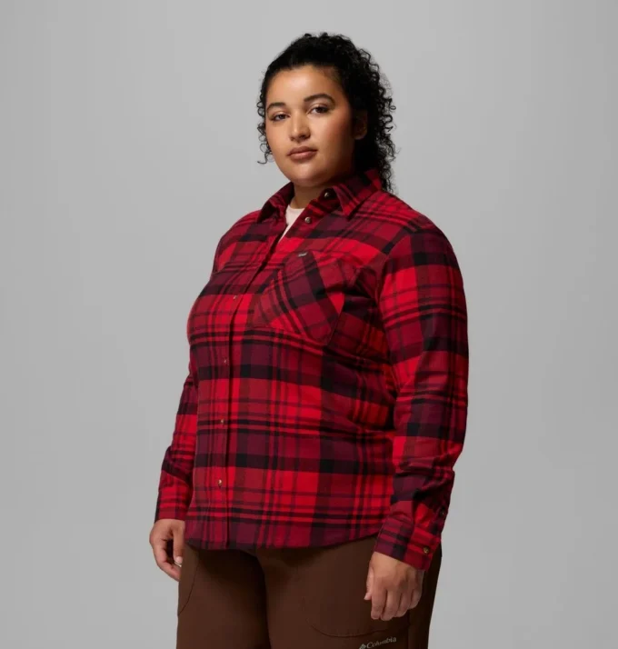 Damen Calico Basin™ Flanellhemd mit langen Ärmeln – Übergröße