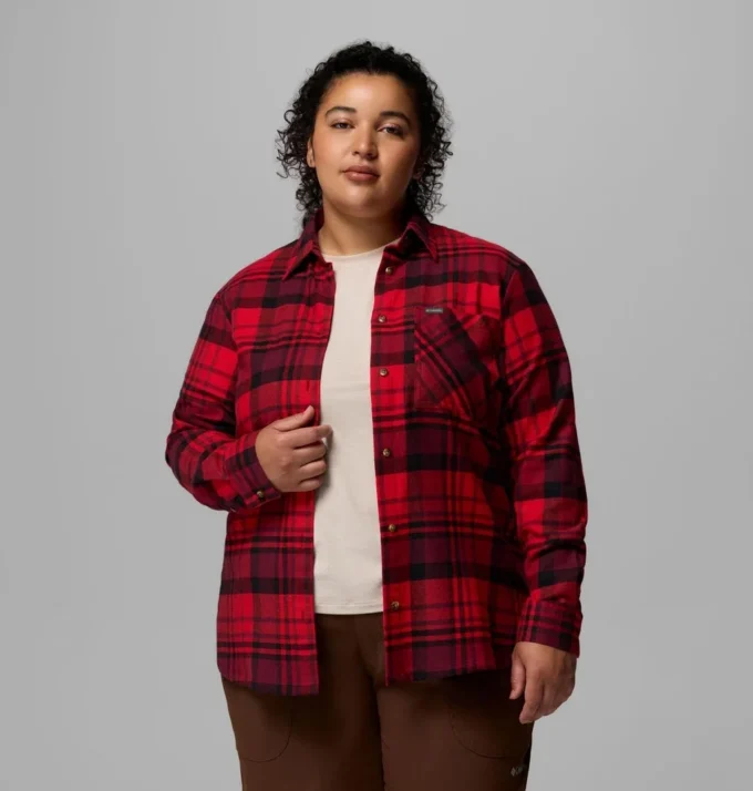 Damen Calico Basin™ Flanellhemd mit langen Ärmeln – Übergröße