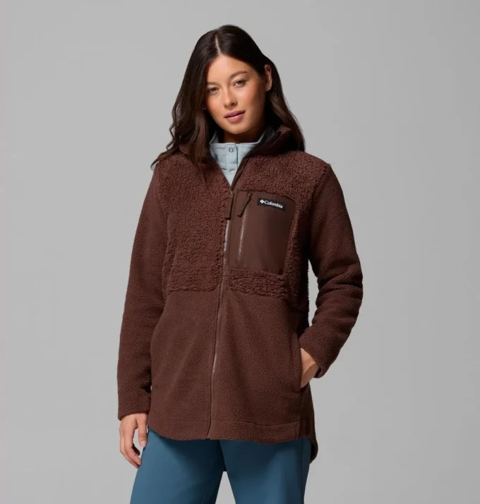 Damen Columbia Lodge™ Sherpa Fleecejacke mit durchgehendem Reißverschluss
