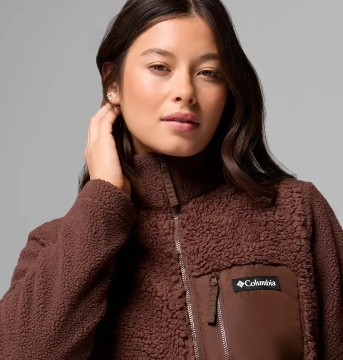Damen Columbia Lodge™ Sherpa Fleecejacke mit durchgehendem Reißverschluss