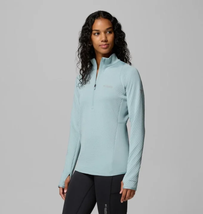 Damen Crystal Leaf™ Omni-Heat™ Helix Pullover mit halbem Reißverschluss