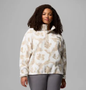 Damen Helvetia™ II bedruckter, verkürzter Fleece-Pullover mit halben Druckknöpfen