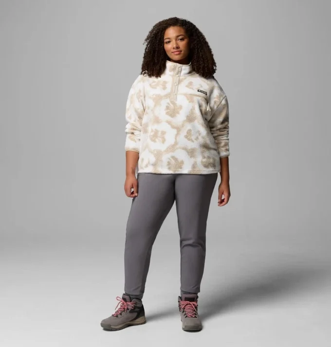 Damen Helvetia™ II bedruckter, verkürzter Fleece-Pullover mit halben Druckknöpfen