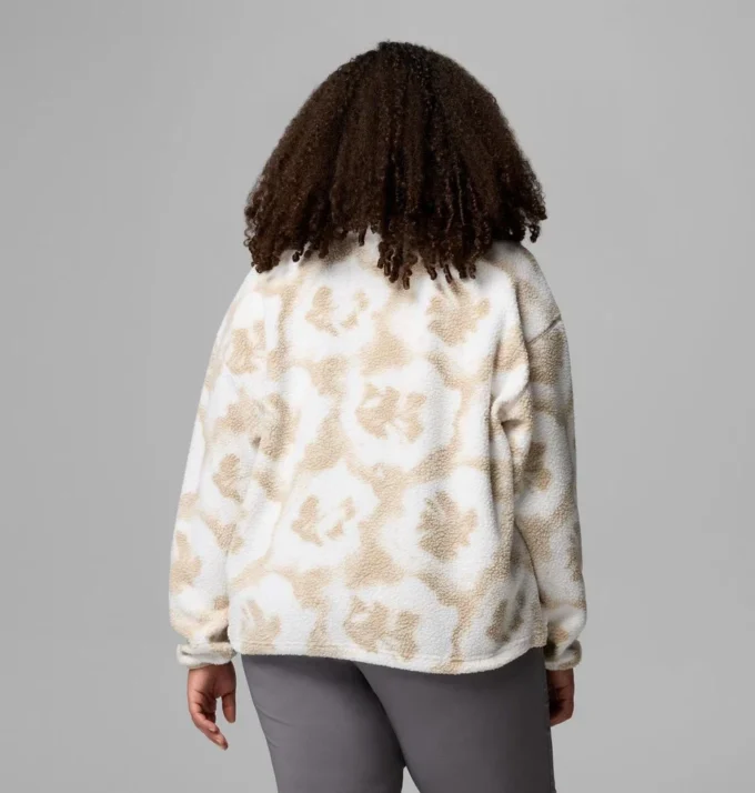 Damen Helvetia™ II bedruckter, verkürzter Fleece-Pullover mit halben Druckknöpfen