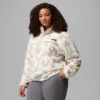 Damen Helvetia™ II bedruckter, verkürzter Fleece-Pullover mit halben Druckknöpfen