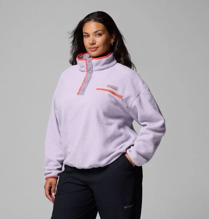 Damen Helvetia™ II Kurzer Fleece-Pullover mit halben Druckknöpfen – Übergrößen