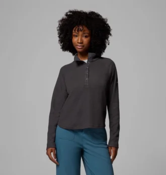 Damen Holly Hideaway™ Waffel-Shirt mit halbem Druckknopfverschluss