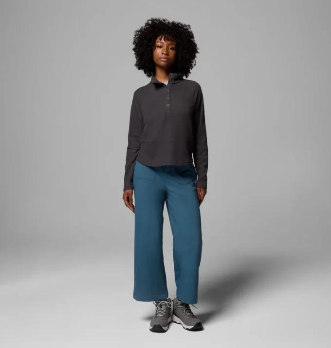 Damen Holly Hideaway™ Waffel-Shirt mit halbem Druckknopfverschluss