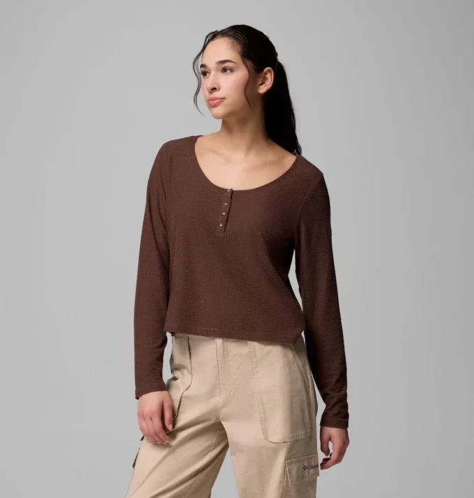 Damen-Langarmshirt Brea Falls™ Grid Henley