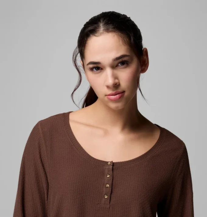 Damen-Langarmshirt Brea Falls™ Grid Henley