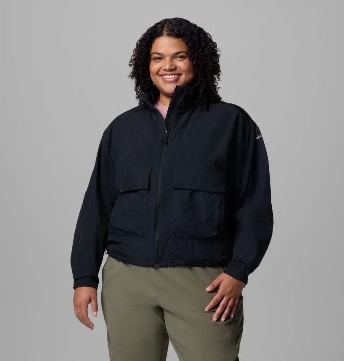 Damen Paracutie™ Cropped Cargo Windbreaker – Übergröße