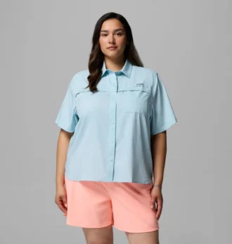 Damen PFG Castback™ Gewebtes Kurzarmhemd – Übergröße
