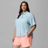 Damen PFG Castback™ Gewebtes Kurzarmhemd – Übergröße