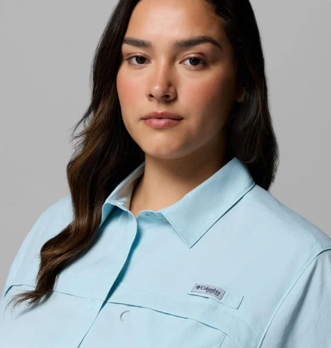 Damen PFG Castback™ Gewebtes Kurzarmhemd – Übergröße