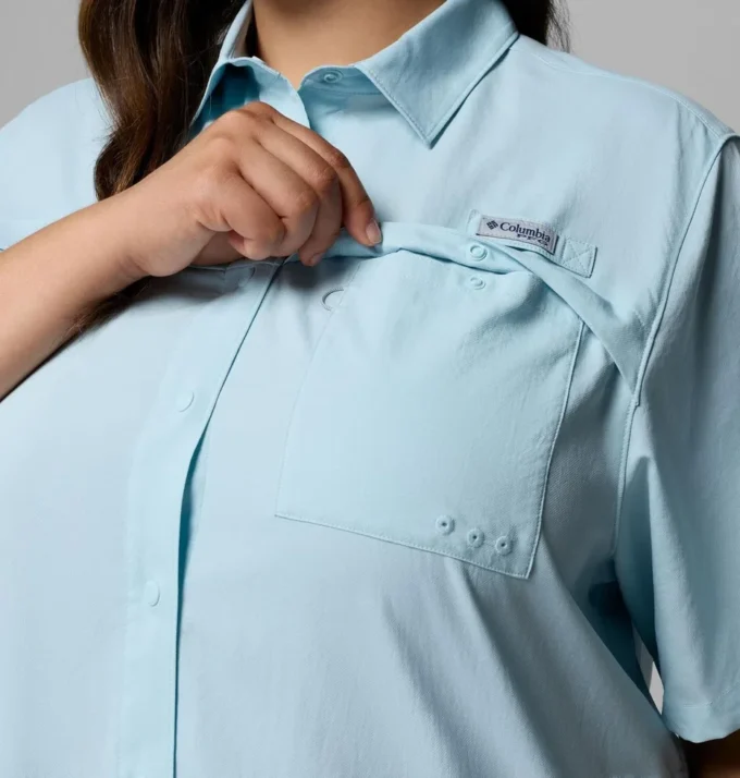 Damen PFG Castback™ Gewebtes Kurzarmhemd – Übergröße
