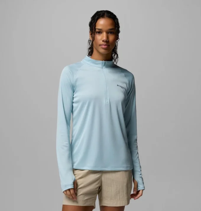 Damen PFG Tidal Tee™ Langarmshirt mit Viertelreißverschluss