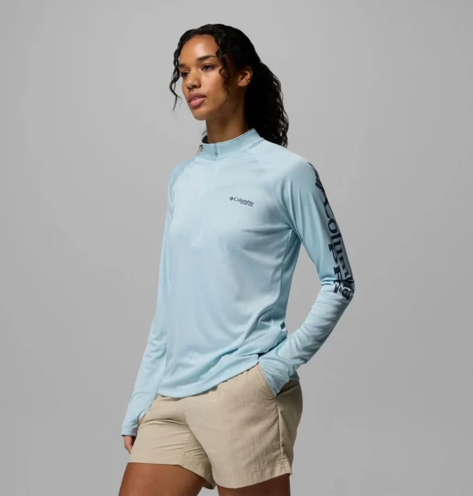 Damen PFG Tidal Tee™ Langarmshirt mit Viertelreißverschluss