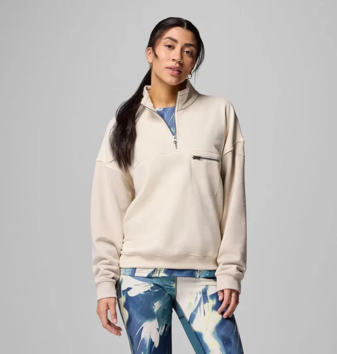 Damen-Pullover mit halbem Reißverschluss aus Bugasweat™
