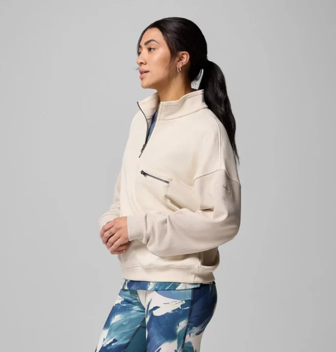 Damen-Pullover mit halbem Reißverschluss aus Bugasweat™