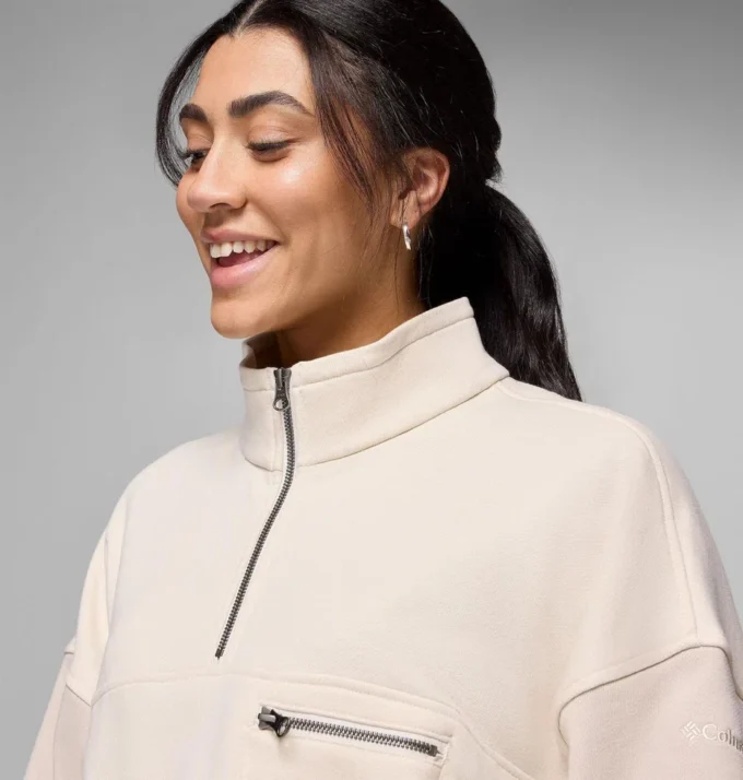 Damen-Pullover mit halbem Reißverschluss aus Bugasweat™