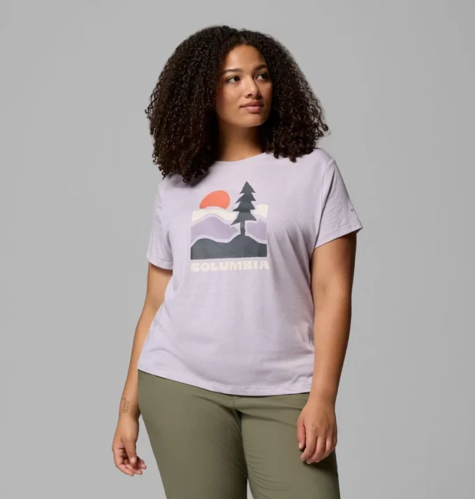 Damen Ruby Springs™ Grafik-Shirt mit kurzer Ärmel und passgenauer Passform – Übergröße