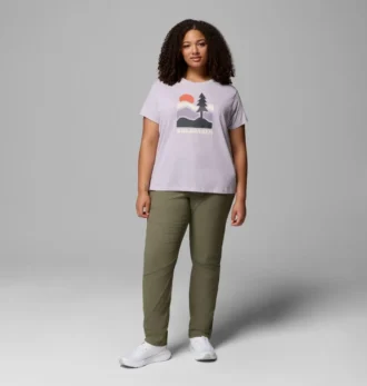 Damen Ruby Springs™ Grafik-Shirt mit kurzer Ärmel und passgenauer Passform – Übergröße