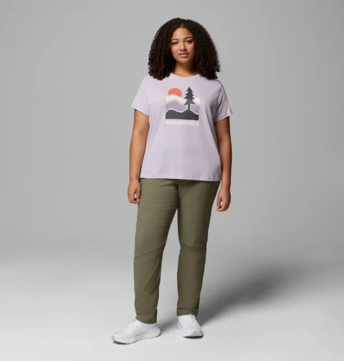 Damen Ruby Springs™ Grafik-Shirt mit kurzer Ärmel und passgenauer Passform – Übergröße