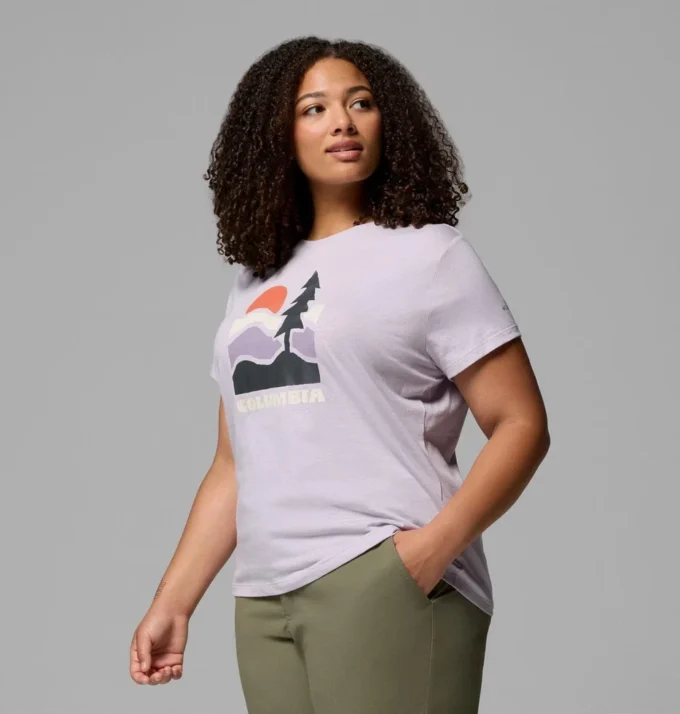 Damen Ruby Springs™ Grafik-Shirt mit kurzer Ärmel und passgenauer Passform – Übergröße