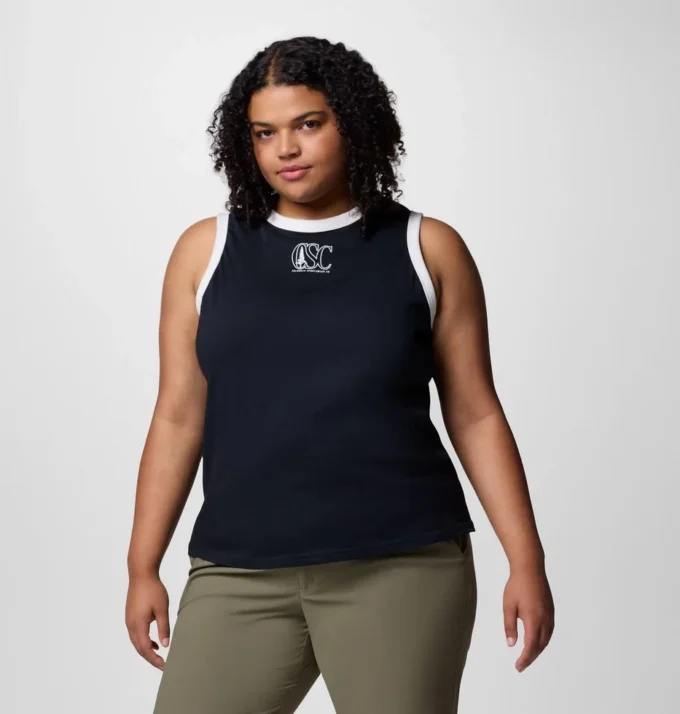 Damen-Tanktop mit Rolling Bend™-Grafik und Ringer-Ausschnitt – Übergröße