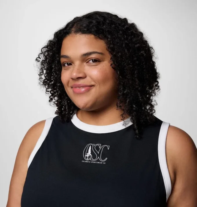 Damen-Tanktop mit Rolling Bend™-Grafik und Ringer-Ausschnitt – Übergröße