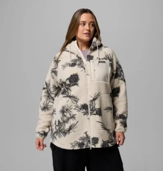Damen Winter Warmth™ Hoodie mit durchgehendem Reißverschluss und Print – Übergröße