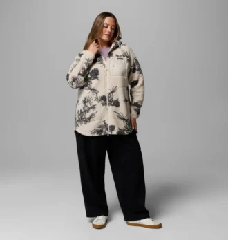 Damen Winter Warmth™ Hoodie mit durchgehendem Reißverschluss und Print – Übergröße
