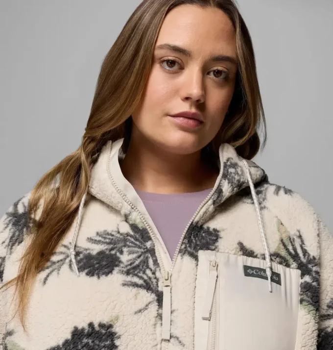 Damen Winter Warmth™ Hoodie mit durchgehendem Reißverschluss und Print – Übergröße