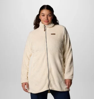 Fire Side™ Lange Fleecejacke mit durchgehendem Reißverschluss für Damen – Übergrößen