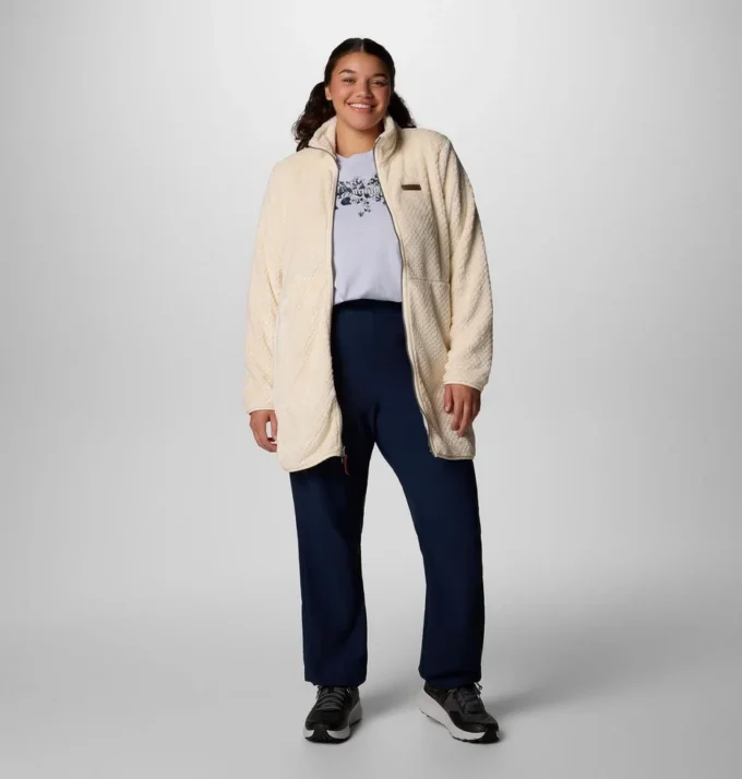 Fire Side™ Lange Fleecejacke mit durchgehendem Reißverschluss für Damen – Übergrößen