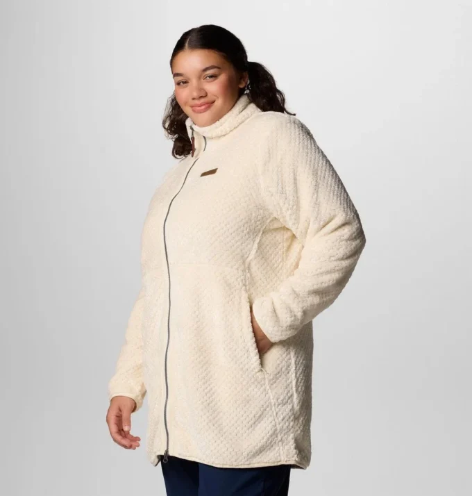 Fire Side™ Lange Fleecejacke mit durchgehendem Reißverschluss für Damen – Übergrößen