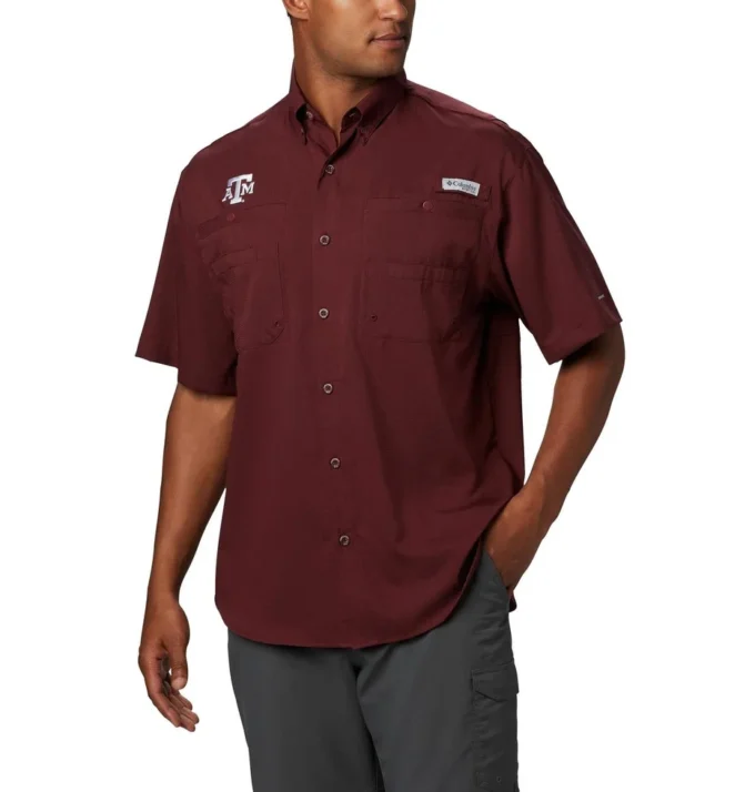 Herren-Collegehemd PFG Tamiami™ mit kurzen Ärmeln – groß – Texas A&M