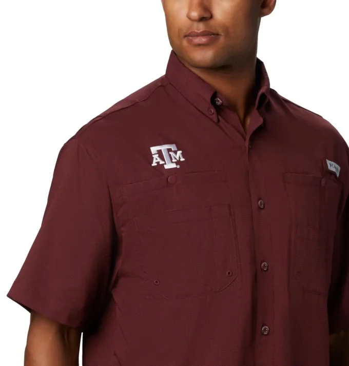 Herren-Collegehemd PFG Tamiami™ mit kurzen Ärmeln – groß – Texas A&M