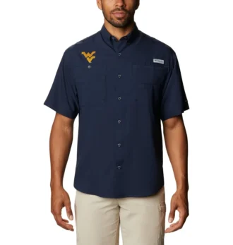 Herren-Collegehemd PFG Tamiami™ mit kurzen Ärmeln – groß – West Virginia