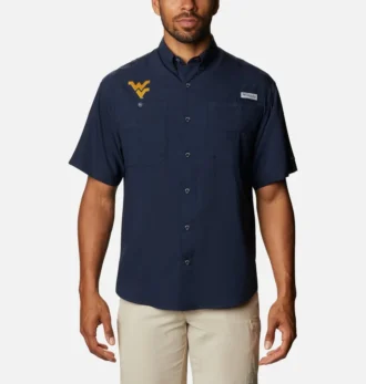 Herren-Collegehemd PFG Tamiami™ mit kurzen Ärmeln – West Virginia