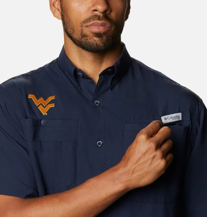 Herren-Collegehemd PFG Tamiami™ mit kurzen Ärmeln – West Virginia Herren-Collegehemd PFG Tamiami™ mit kurzen Ärmeln – West Virginia
