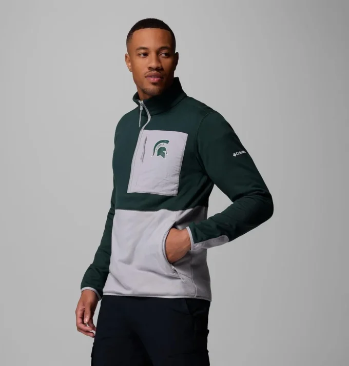 Herren-Collegejacke Columbia Hike™ mit halbem Reißverschluss – Michigan State