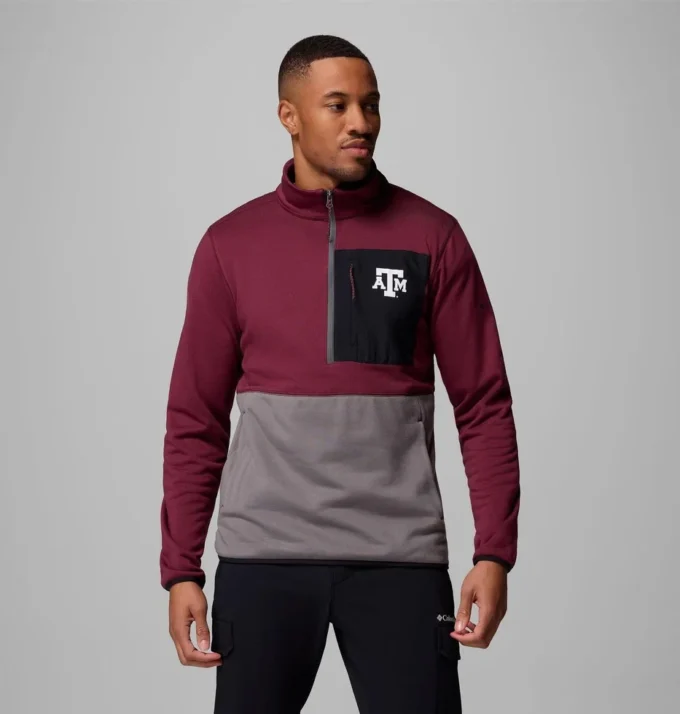 Herren-Collegejacke Columbia Hike™ mit halbem Reißverschluss – Texas A&M