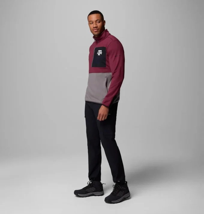 Herren-Collegejacke Columbia Hike™ mit halbem Reißverschluss – Texas A&M