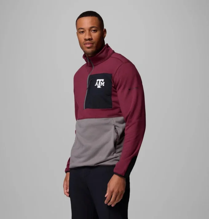 Herren-Collegejacke Columbia Hike™ mit halbem Reißverschluss – Texas A&M
