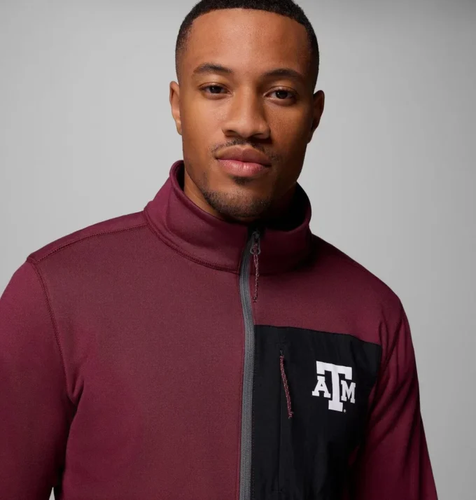 Herren-Collegejacke Columbia Hike™ mit halbem Reißverschluss – Texas A&M