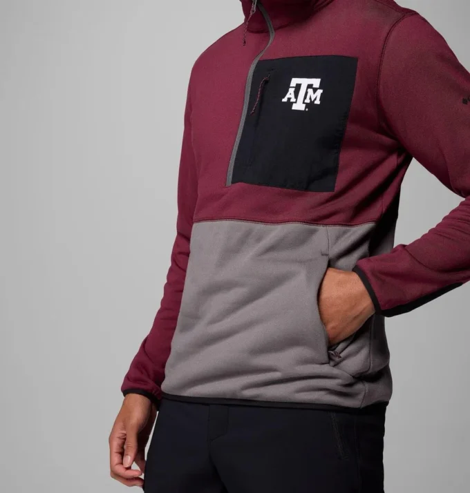 Herren-Collegejacke Columbia Hike™ mit halbem Reißverschluss – Texas A&M