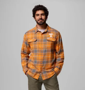 Herren-Flanellhemd mit langen Ärmeln und Collegiate Flare Gun™-Logo – Tennessee