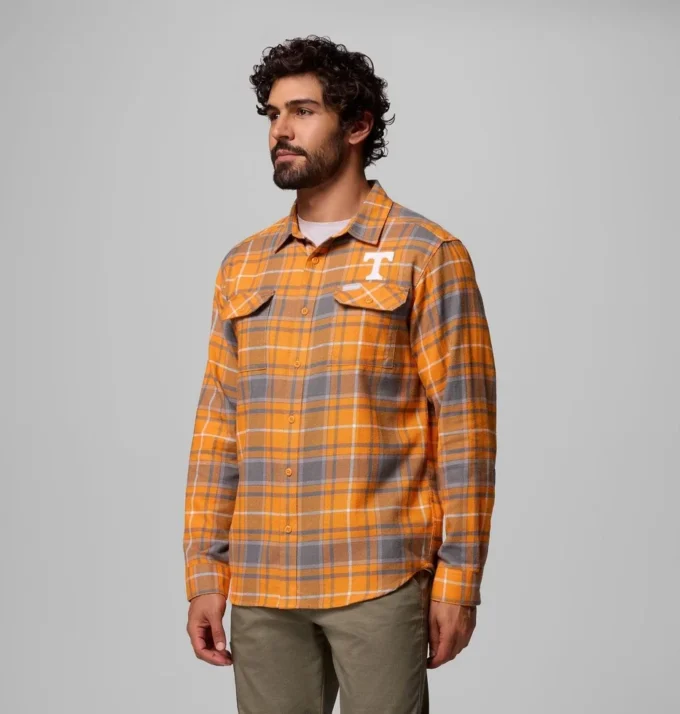 Herren-Flanellhemd mit langen Ärmeln und Collegiate Flare Gun™-Logo – Tennessee